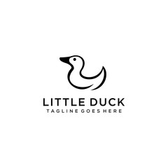 Illustration sign for cute little ducks made with negative space logo design.