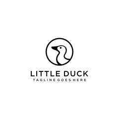 Illustration sign for cute little ducks made with negative space logo design.