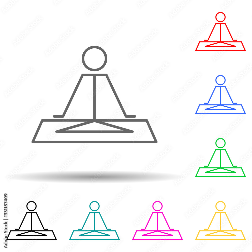 Poster relaxation in yoga multi color set icon. simple thin line, outline of relaxation icons for ui and ux