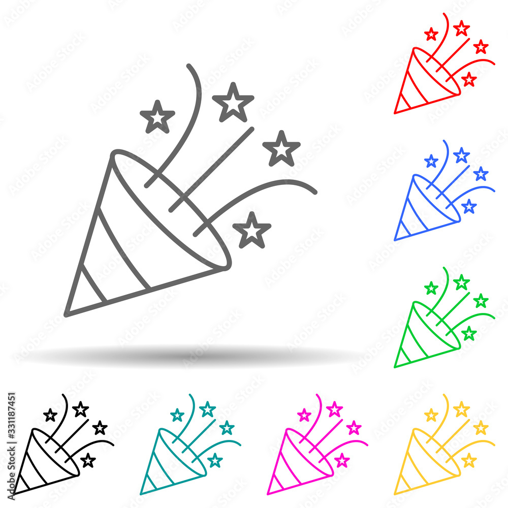 Poster relaxation in party multi color set icon. simple thin line, outline of relaxation icons for ui and u