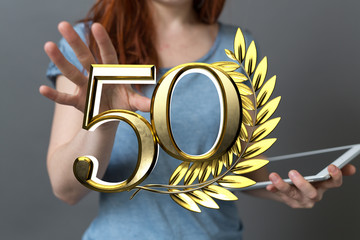 Template 3d  50 Years Anniversary Illustration.