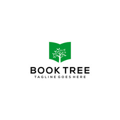 Illustration book with trees in it with the aim of learning to appreciate nature by planting trees logo design.