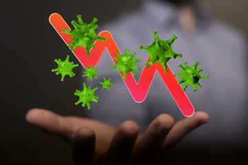 Financial stock graph has down from virus corona outbreak..