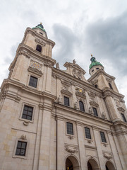 Fototapeta premium Salzburg, Austria - Oct 10th, 2019: Salzburg Cathedral is the seventeenth-century Baroque cathedral of the Roman Catholic Archdiocese of Salzburg in the city of Salzburg, Austria