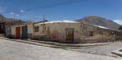 Fototapeta na wymiar Village of Maca. Church, Chivay. Colca Canyon. Street and houses