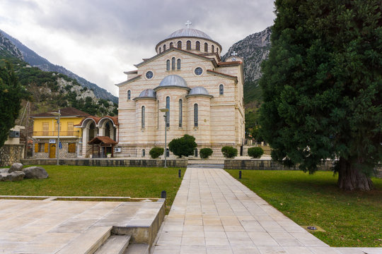 Impressive Saint Athanasios church in Gravia village in Greece