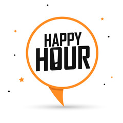 Happy Hour, speech bubble, banner design template, sale tag, vector illustration