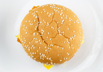 Cheese hamburger isolated on white background (clipping path included)