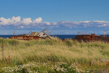 Fototapeta premium Old abandoned fishing boat
