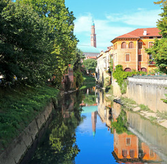 Fototapeta na wymiar Vicenza Town in Northern Italy the river called RETRONE