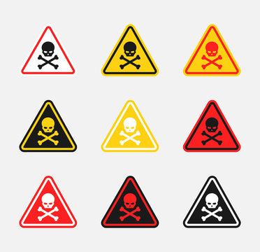 scull danger sign set, hazard warning icons