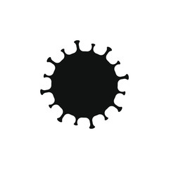Coronavirus icon. Virus disease symbol. Influenza epidemic logo. Sars Covid-19 sign. Black silhouette isolated on white background. Vector illustration image.