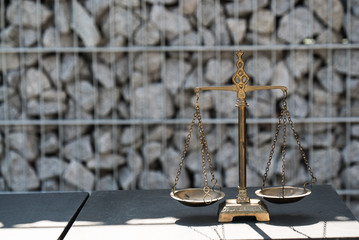 Justice and law concept image, stones background