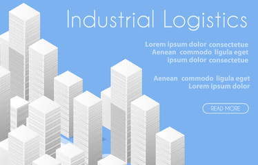 Fototapeta premium Industrial Logistics 3D Isometric City illustrated template