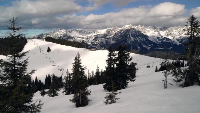 Kitzb&uuml;hler Alpen landscape drone footage of the mountains near Wilder Kaiser, &Ouml;sterreich Austria