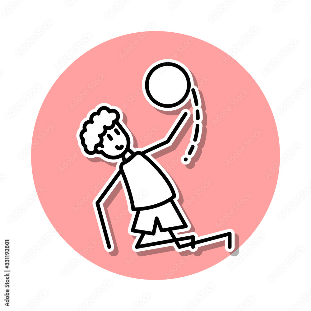 Poster soccer player with ball sticker icon. simple thin line, outline vector of soccer in action icons for