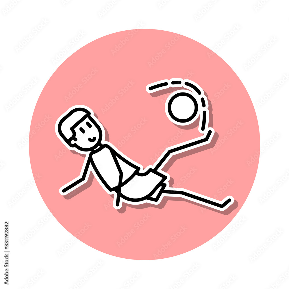 Aufkleber kick kicker sticker icon. simple thin line, outline vector of soccer in action icons for ui and ux, 