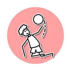 soccer player with ball sticker icon. Simple thin line, outline vector of Soccer in action icons for ui and ux, website or mobile application