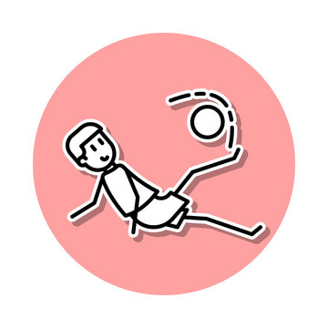 recommend clip art: kick kicker sticker icon. Simple thin line, outline vector of Soccer in action icons for ui and ux, website or mobile application