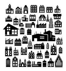 Set of silhouettes Architecture vector illustration city