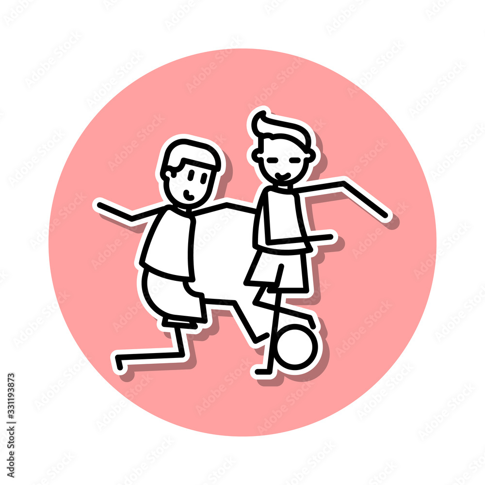 Aufkleber soccer players with ball sticker icon. simple thin line, outline vector of soccer in action icons fo