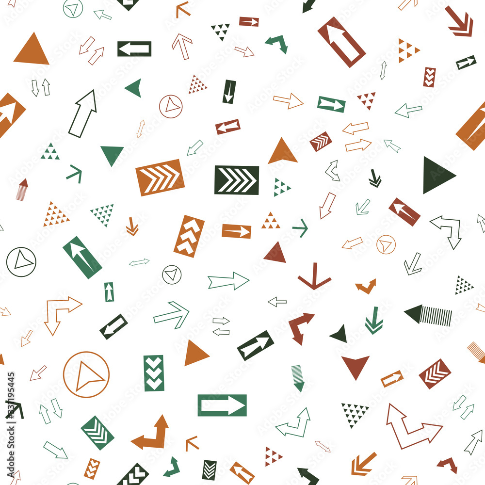 Poster seamless vector pattern with different arrows. modern cursor illustration