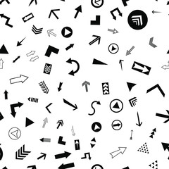 Seamless vector pattern with different arrows. Modern cursor illustration