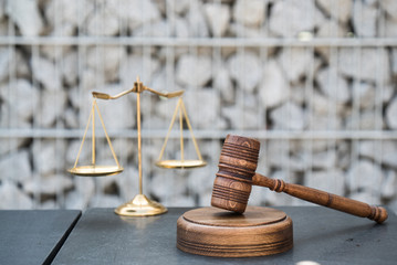 Justice and law concept image, stones background