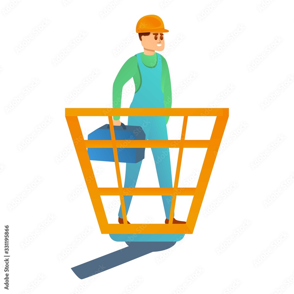 Poster repairman with toolbox icon. cartoon of repairman with toolbox vector icon for web design isolated o