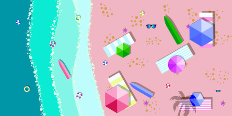 Sea view in summer. Beach and sand. Holidays, travel, vacation concept. Exotic island