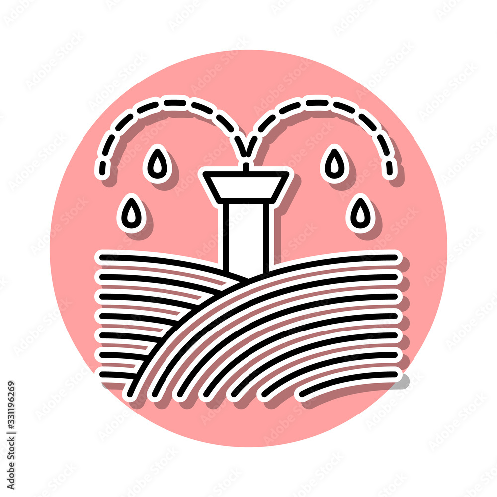 Poster watering the field sticker icon. simple thin line, outline vector of sprinkler icons for ui and ux, 