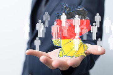 Abstract of germany map network, internet and global connection concept, Wire Frame 3D mesh...
