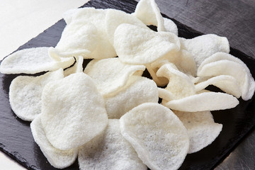 Healthy Gluten Free Rice Chips in a Pile