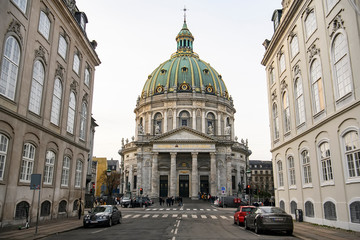 Fototapeta na wymiar Frederiks Kirke Church or The Marble Church Marmorkirken in Copenhagen, Denmark. February 2020