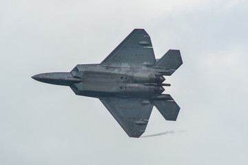 Fototapeta na wymiar USAF Lockheed Martin F-22 Raptor flying for display