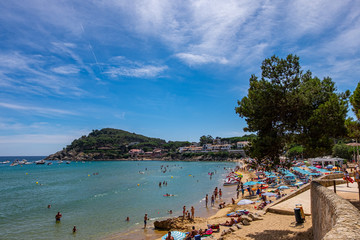 Fototapeta na wymiar Landscape Fosca beach in Palamos, Costa brava, Catalonia, Spain.