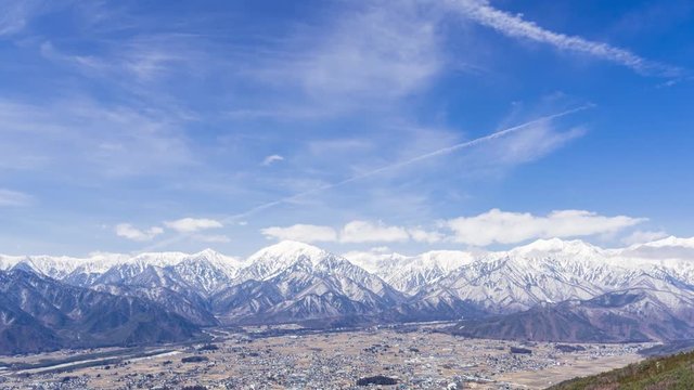 4Kタイムラプス　早春の北アルプス眺望　長野県大町市