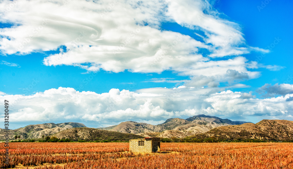 Wall mural landscape with blue sky and clouds