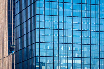 glass office building facade with windows, texture, architecture