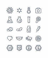 set of icons medicine and epidemic