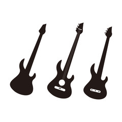 Bass guitar set, vector icon illustration sign