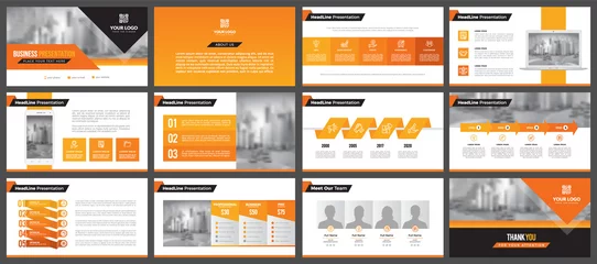 Fotobehang Presentation templates, corporate. Elements of infographics for presentation templates. Annual report, book cover, brochure, layout, leaflet layout template design.  © M-STUDIO