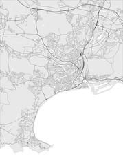 map of the city of Swansea, Glamorgan, West Glamorgan, Wales, UK