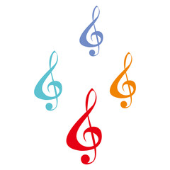 Musical note set,  vector icon illustration sign