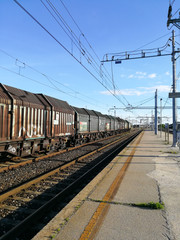 Fototapeta na wymiar Train tracks perspective view