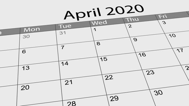 3D animation of April Fools Day marked on calendar 2020. Concept of World forestry day reminder.