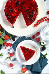 fruit pie with berries and tea