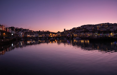 Brixham and blue hour sunset devon England UK