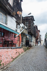 Fototapeta na wymiar Narrow street in Istanbul's historic district. Turkey