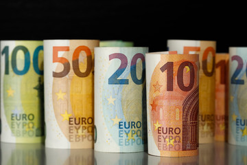 Here are rolls of Euro bills